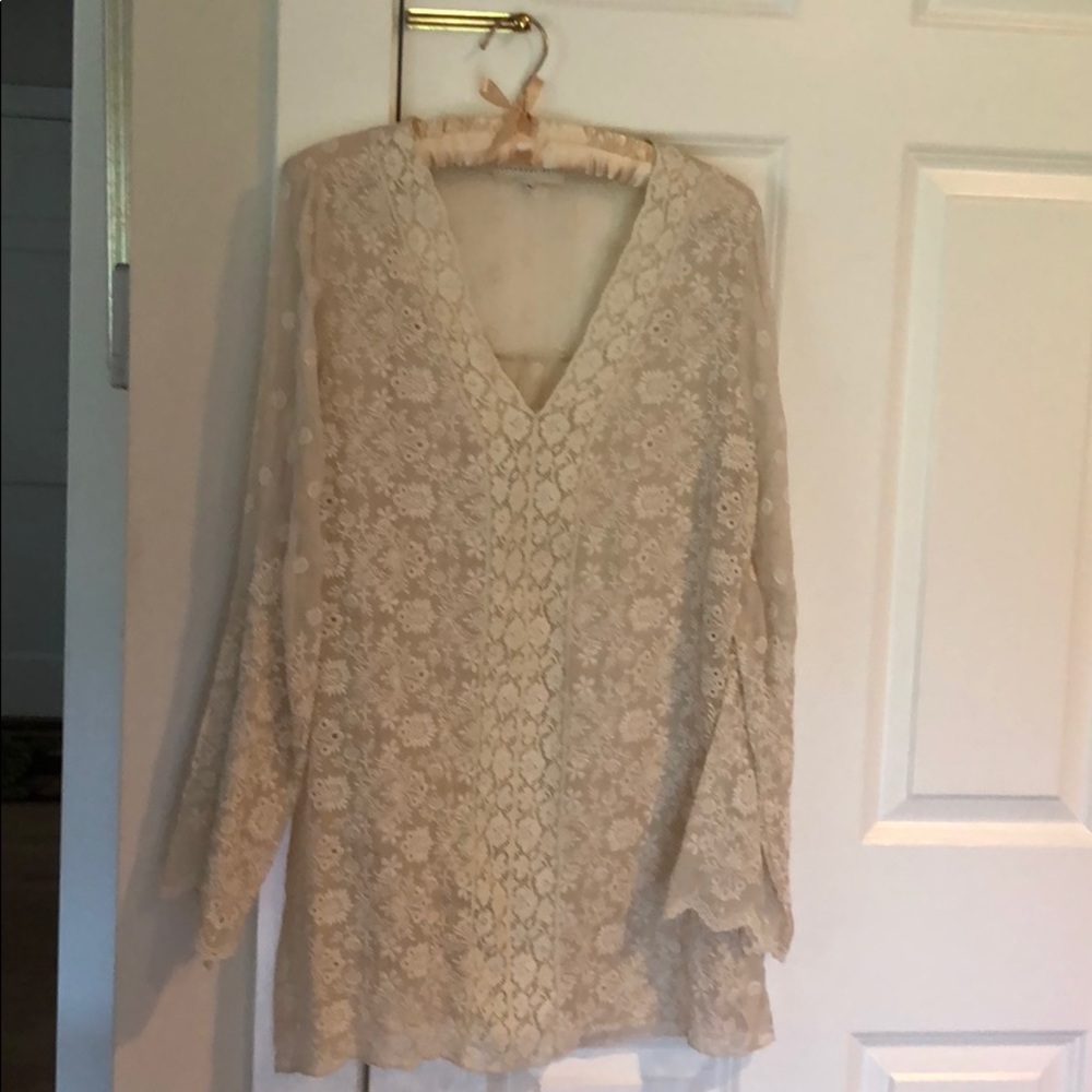 Lace silk tunic